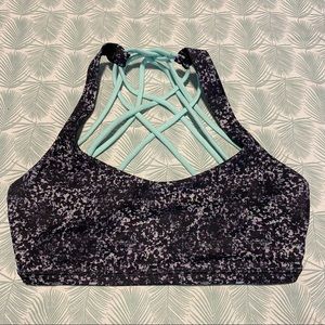 Lululemon Black and Teal Free To Be Wild Bra Size 2